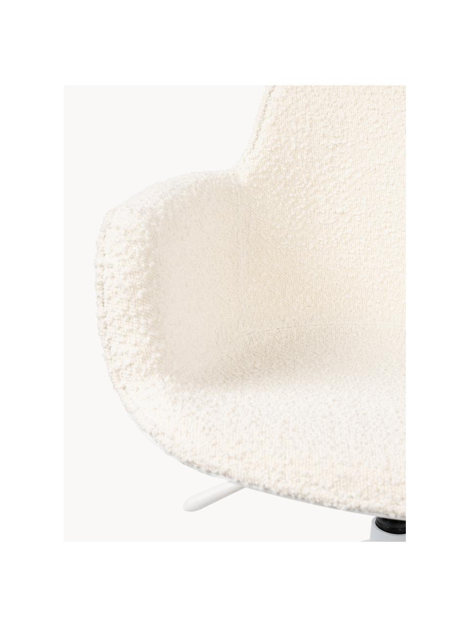 Chaise de bureau en tissu bouclé Albert, hauteur ajustable, Tissu bouclé blanc crème, larg. 59 x prof. 52 cm