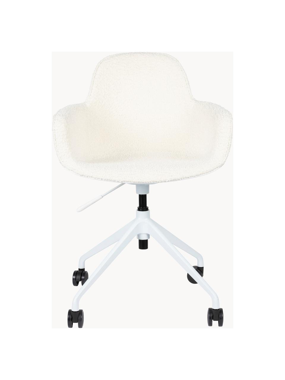 Chaise de bureau en tissu bouclé Albert, hauteur ajustable, Tissu bouclé blanc crème, larg. 59 x prof. 52 cm