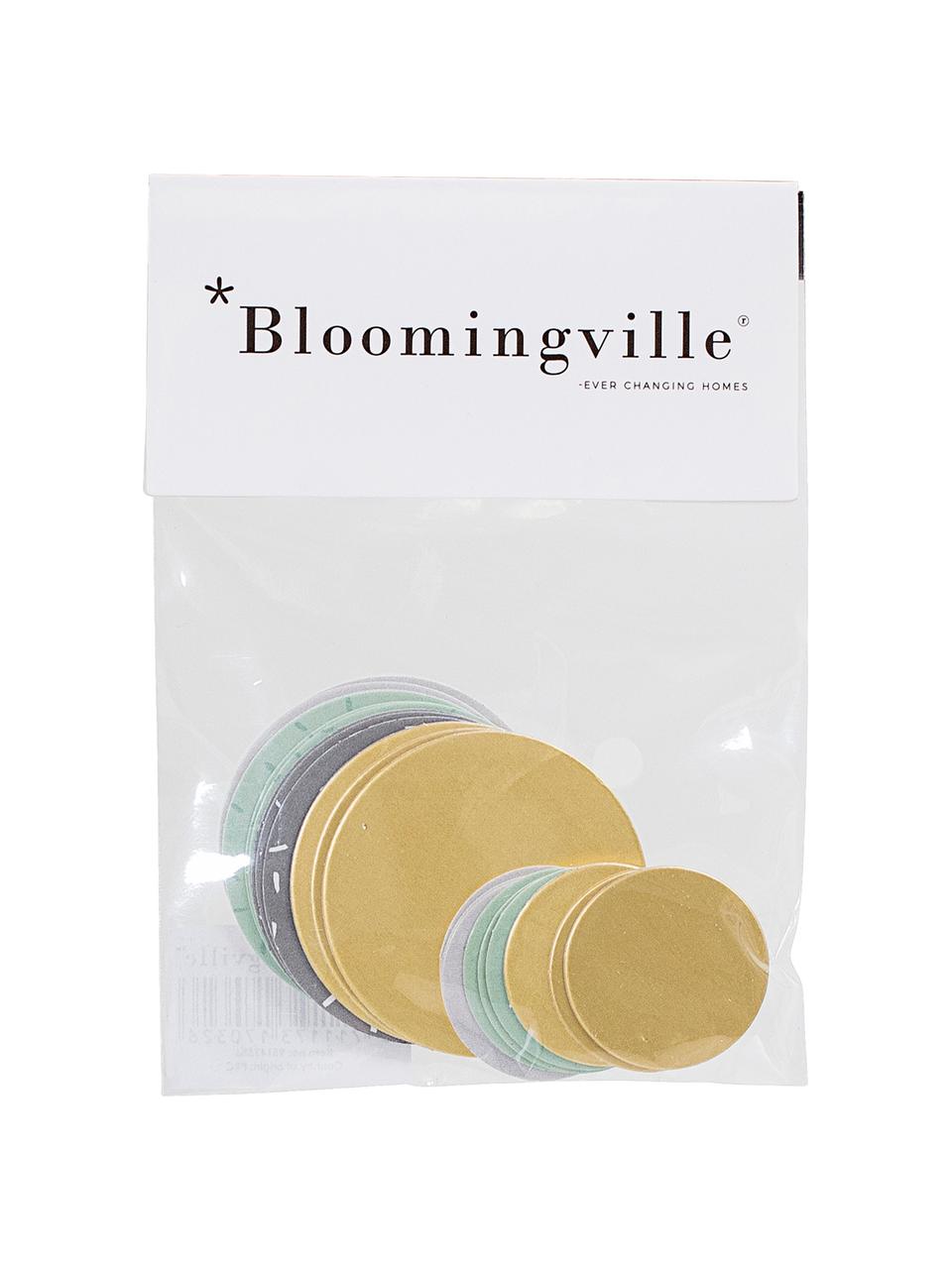 Confettiset Round, 21-delig, Papier, Wit, grijs, mintgroen, goudkleurig, Set met verschillende formaten
