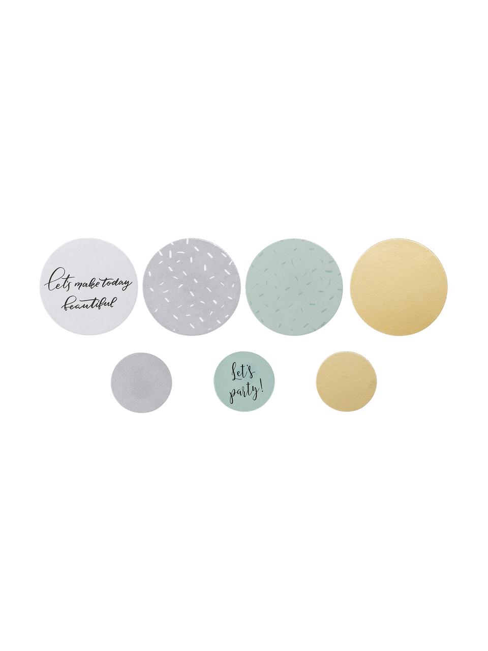 Confettis Round, 21 élém., Blanc, gris, vert menthe, couleur dorée