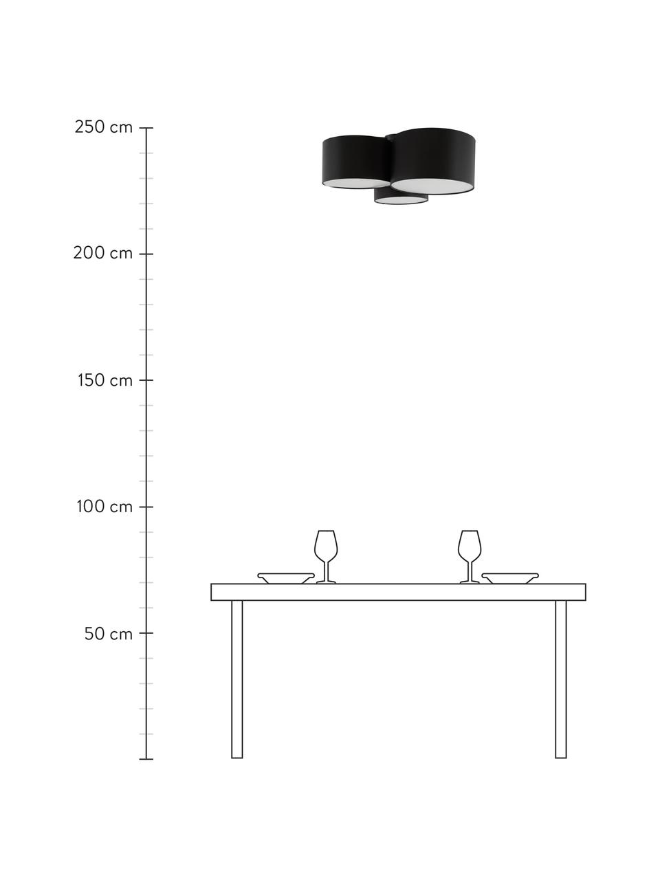 Große Deckenleuchte Joss, Baldachin: Metall, pulverbeschichtet, Schwarz, Ø 61 x H 26 cm