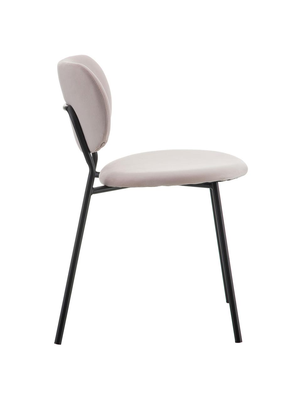 Krzesło tapicerowane z aksamitu Elyse, Tapicerka: 100% aksamit poliestrowy,, Nogi: metal, Brudny różowy, czarny, S 49 x G 46 cm