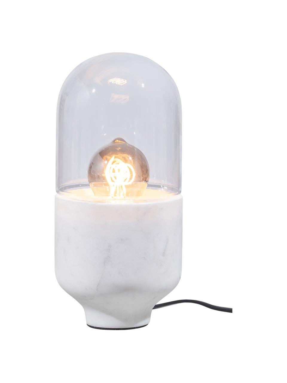 Petite lampe à poser en marbre Asel, Transparent, blanc, marbré, Ø 11 x haut. 26 cm