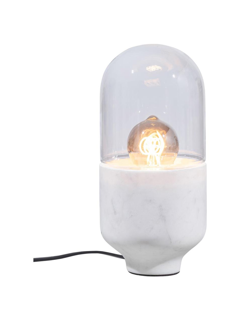 Malá stolní lampa z mramoru Asel, Transparentní, bílá, mramorovaná, Ø 11 cm, V 26 cm