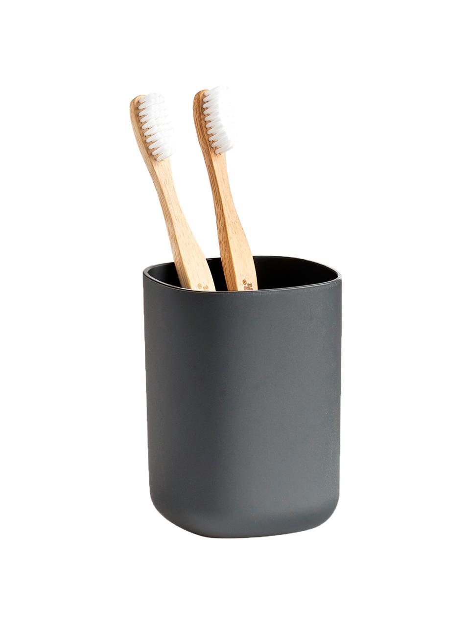 Porte-brosses à dents Yilma, Plastique, Gris, larg. 7 x haut. 10 cm