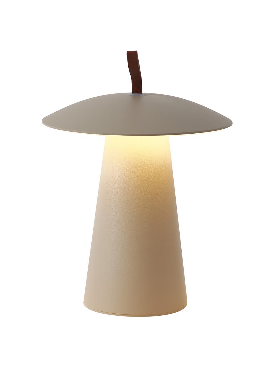 Lampada da tavolo portatile da esterno dimmerabile Ara To-Go, Lampada: alluminio rivestito, Manico: similpelle, Beige, Ø 20 x Alt. 29 cm
