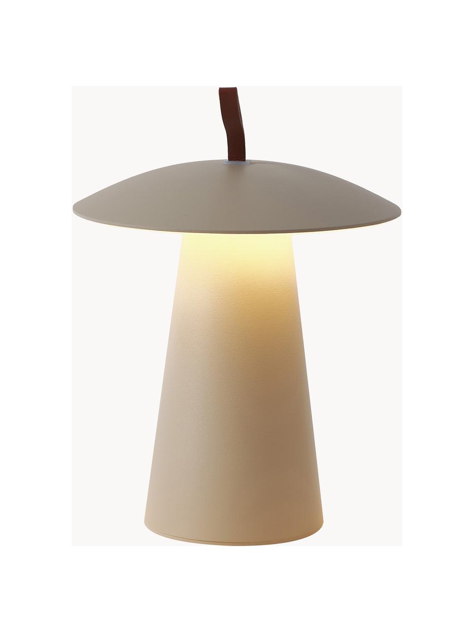 Mobile dimmbare Außentischlampe Ara To-Go, Griff: Kunstleder, Beige, Ø 20 x H 29 cm