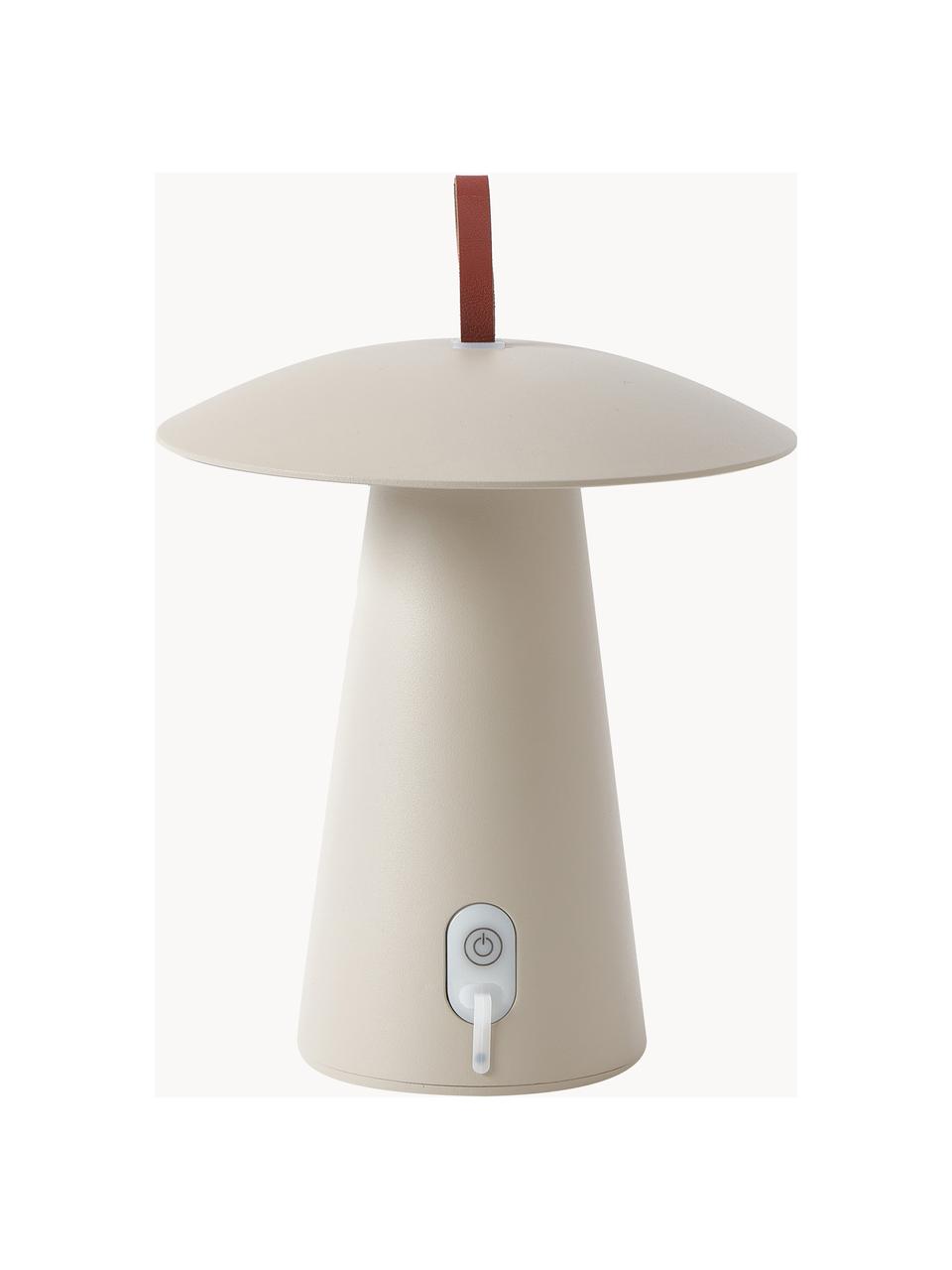 Lampada da tavolo portatile da esterno luce regolabile Ara To-Go, Lampada: alluminio rivestito, Manico: similpelle, Beige, Ø 20 x Alt. 29 cm