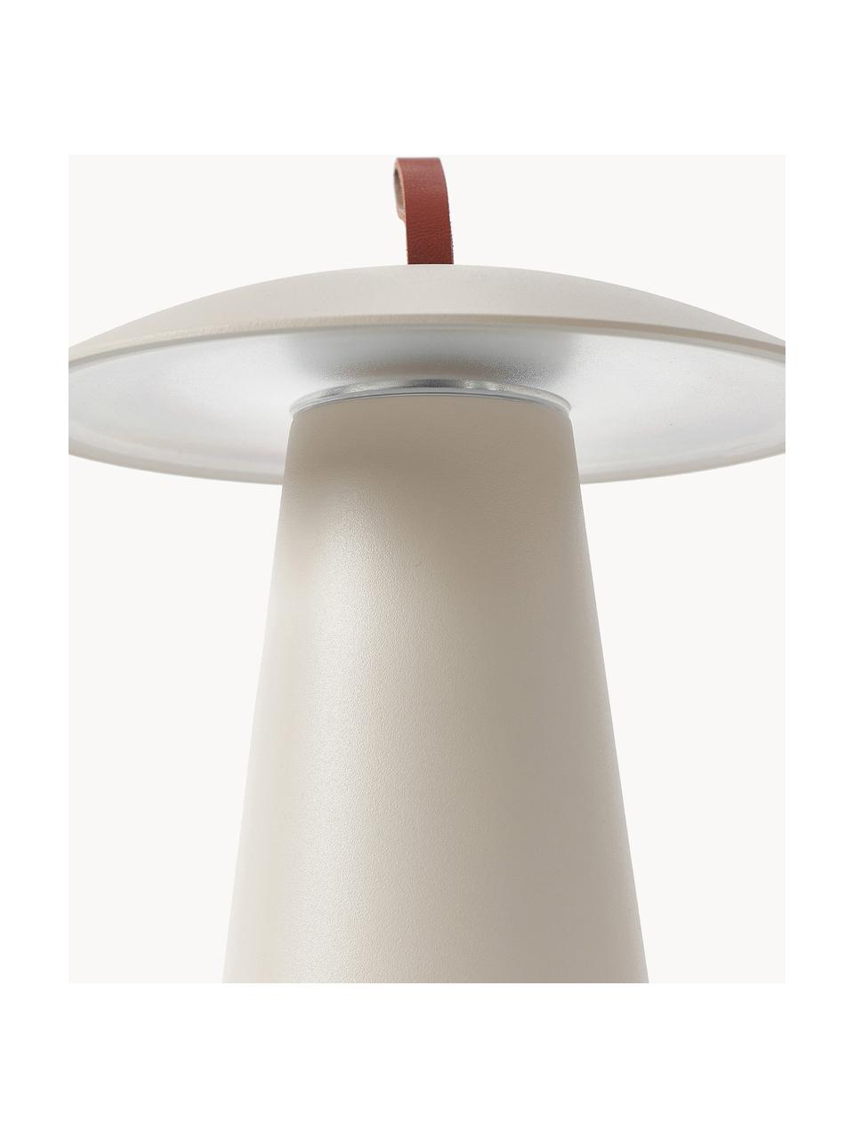 Mobile Dimmbare Aussentischlampe Ara To-Go, Griff: Kunstleder, Beige, Ø 20 x H 29 cm