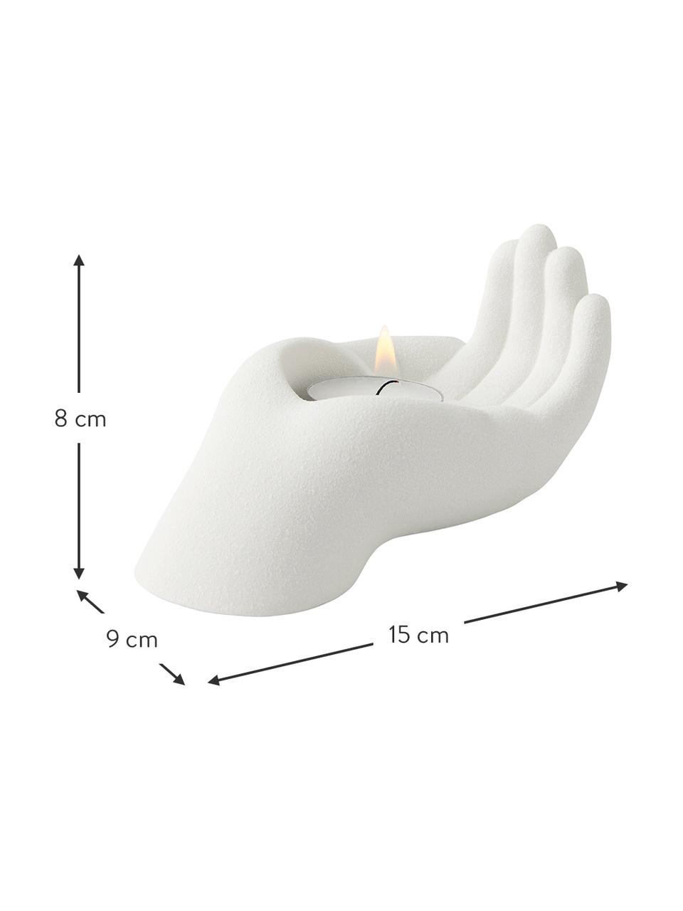 Bougeoir porcelaine blanc Hand, Porcelaine, Blanc, larg. 15 x haut. 8 cm