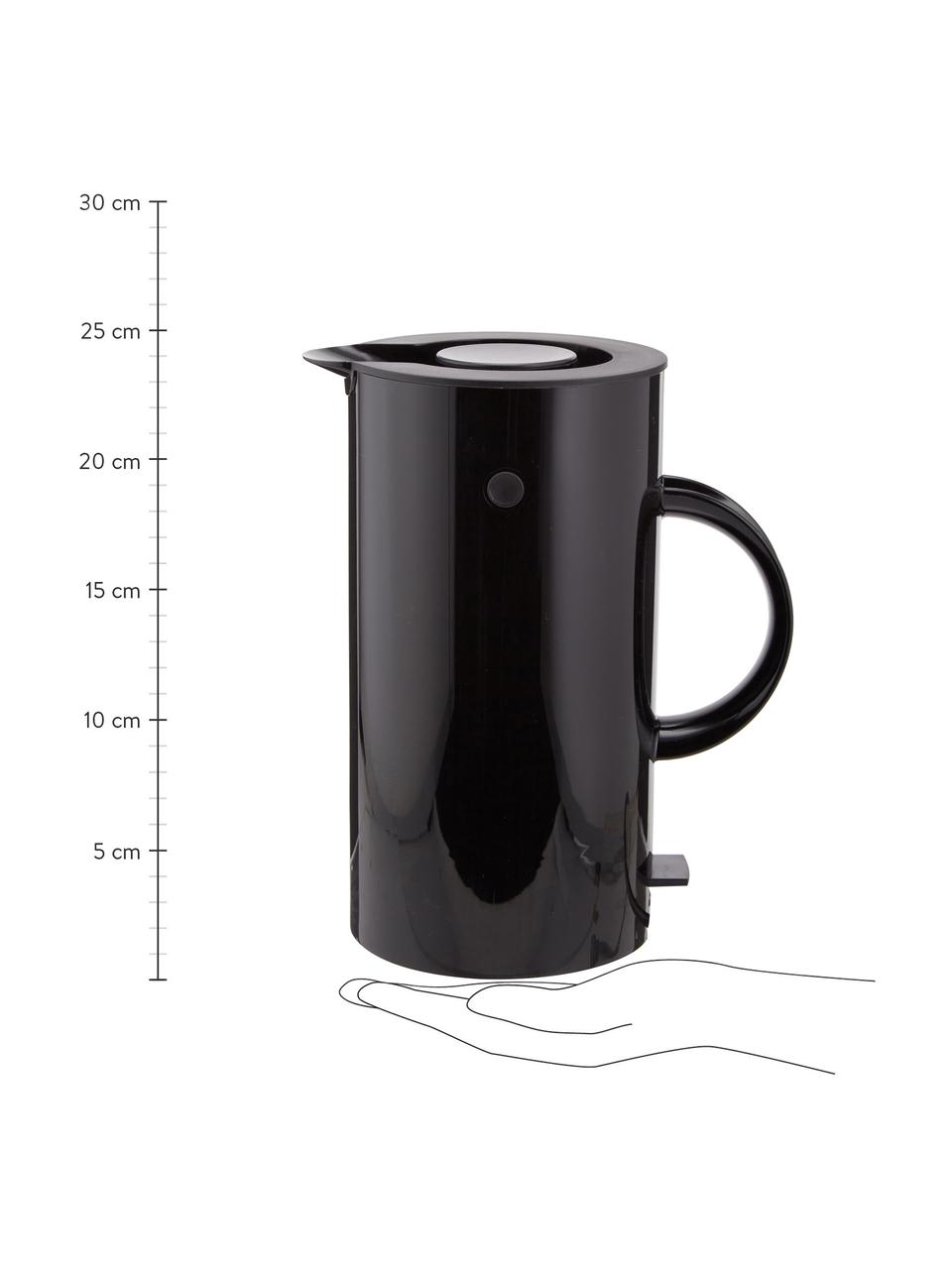 Wasserkocher EM77 in Schwarz glänzend, 1.5 L, Korpus: Edelstahl, Beschichtung: Emaille, Schwarz, 1,5 L