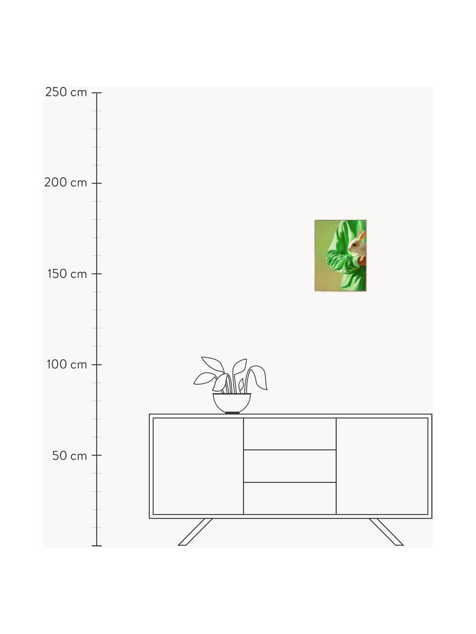 Plagát White Rabbit, 210 g matný papier Hahnemühle, digitálna tlač s 10 farbami odolnými voči UV žiareniu, Odtiene zelenej, Š 30 x V 40 cm