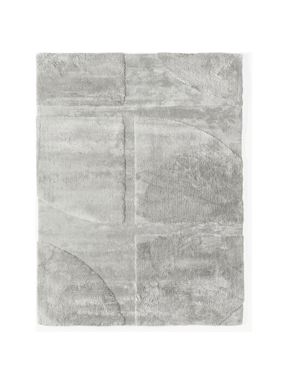 Flauschiger Hochflor-Teppich Jade mit erhabener Hoch-Tief-Struktur, Flor: 100 % Polyester, GRS-zert, Hellgrau, B 80 x L 150 cm (Größe XS)