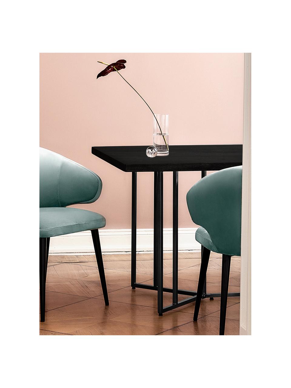 Mesa de comedor Luca, tablero de madera maciza, Tablero: madera de mango, Estructura: metal, pintura en polvo, Negro, An 180 x F 90 cm