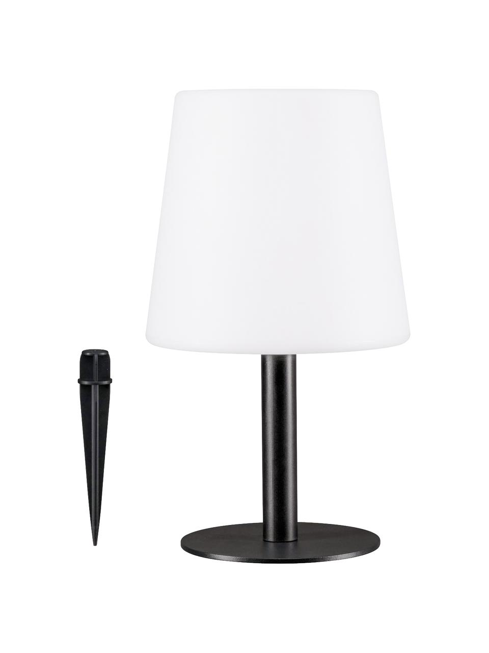 Mobiel dimbare outdoor lamp Placido voor in de grond of op tafel, Lampenkap: kunststof, Lampvoet: gecoat metaal, Wit, zwart, Ø 16 x H 26 cm