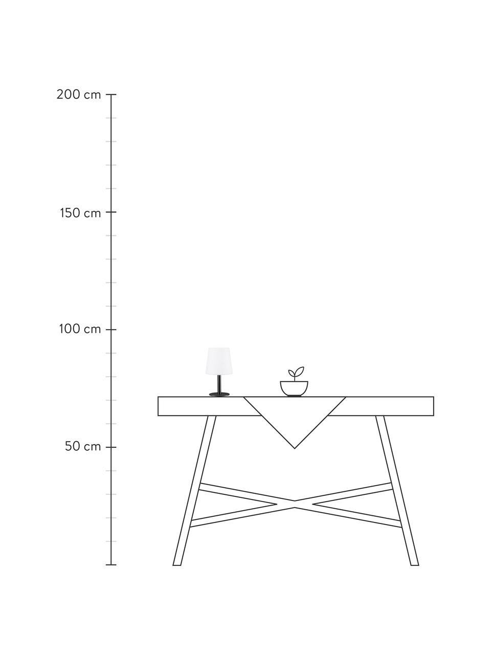 Mobiel dimbare outdoor lamp Placido voor in de grond of op tafel, Lampenkap: kunststof, Lampvoet: gecoat metaal, Wit, zwart, Ø 16 x H 26 cm