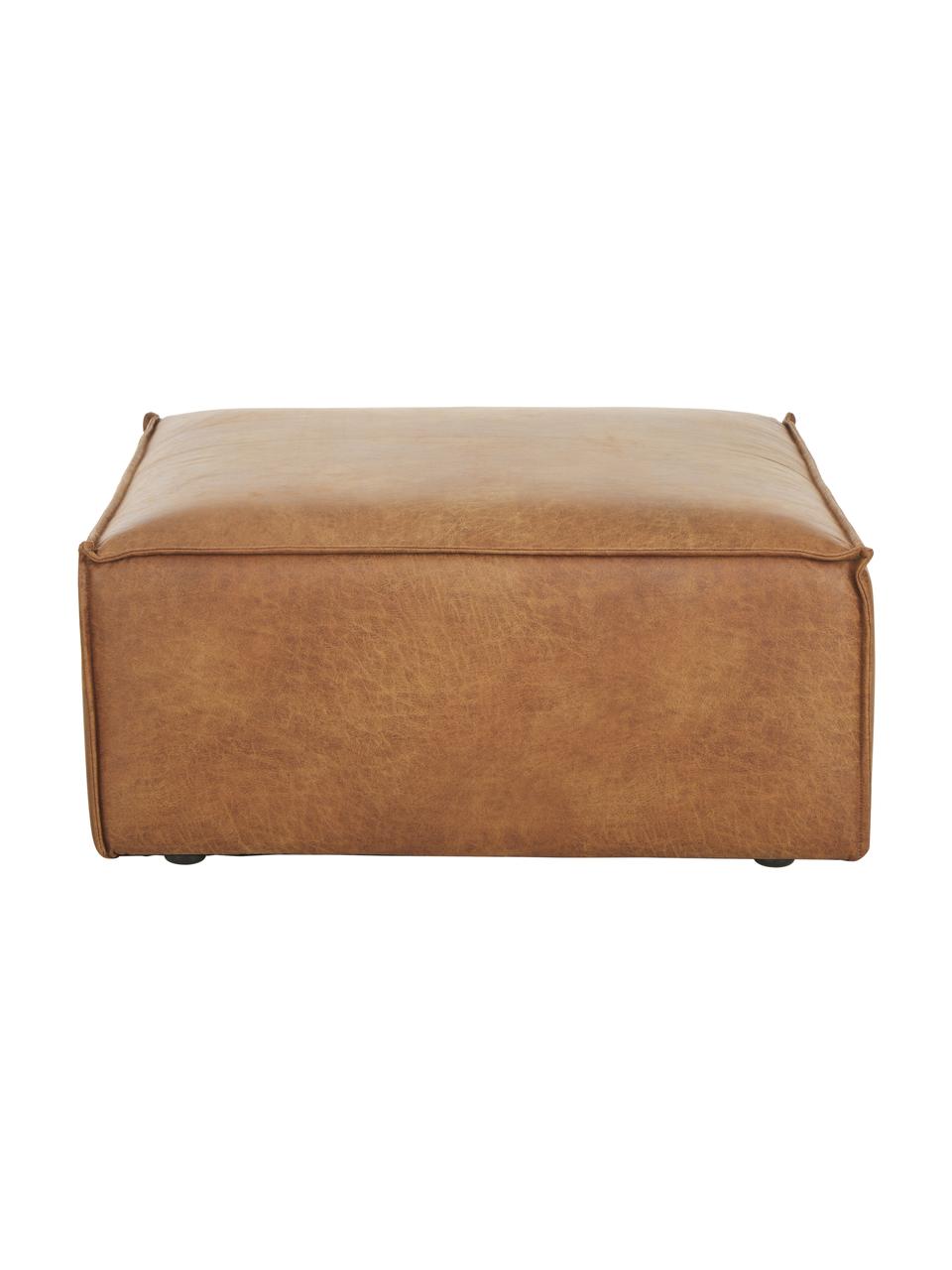 Poggiapiedi da divano in pelle marrone Lennon, Pelle marrone, Larg. 88 x Alt. 43 cm
