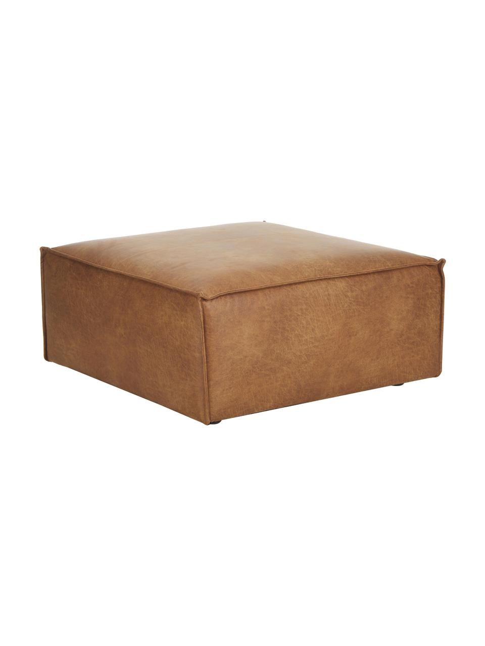 Pouf canapé en cuir recyclé Lennon, Cuir brun, larg. 88 x haut. 43 cm