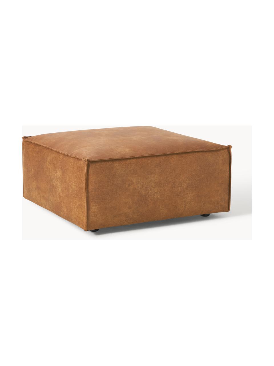 Sofa-Hocker Lennon aus recyceltem Leder, Bezug: Recyceltes Leder (70 % Le, Gestell: Massives Holz, Sperrholz, Leder Braun, B 88 x T 88 cm