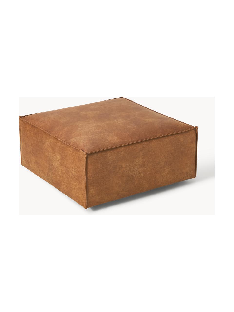 Sofa-Hocker Lennon aus recyceltem Leder, Bezug: Recyceltes Leder (70 % Le, Gestell: Massives Holz, Sperrholz, Füße: Kunststoff Dieses Produkt, Leder Braun, B 88 x T 88 cm