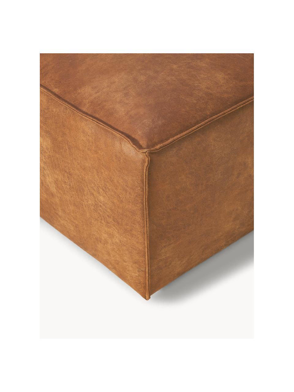 Pouf en cuir recyclé Lennon, Cuir brun, larg. 88 x prof. 88 cm