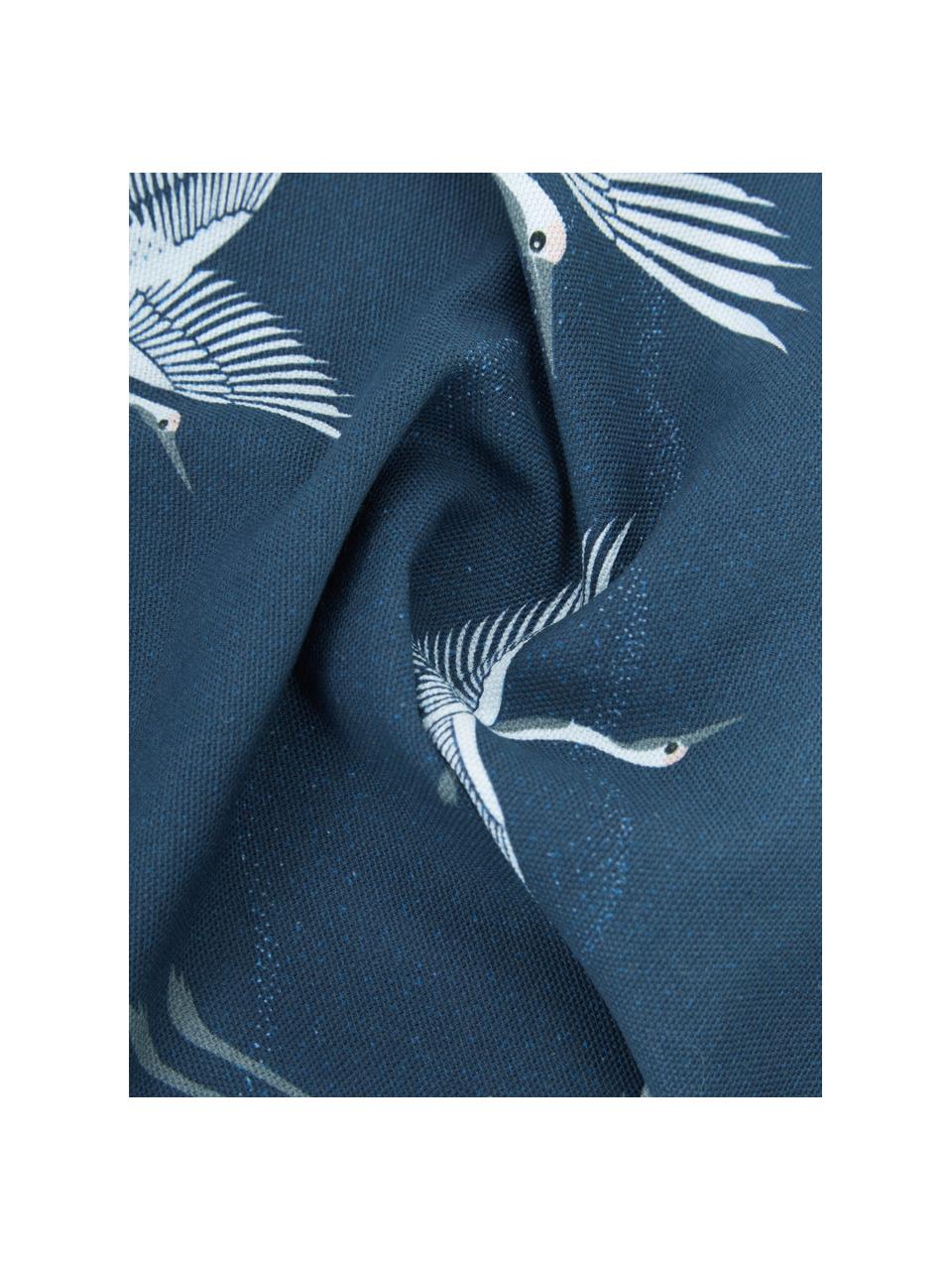 Kussenhoes Gracia  in blauw/wit met kraanvogel motief, 100% katoen, Blauw, B 40 x L 40 cm