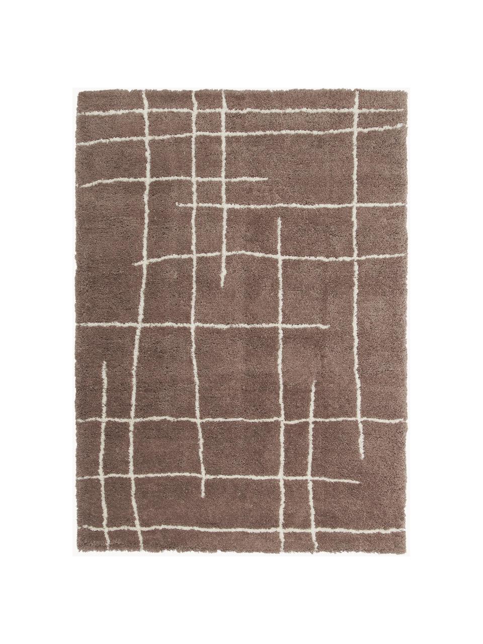 Ručně tkaný načechraný koberec s vysokým vlasem Amelie, Hnědá, krémově bílá, Š 160 cm, D 230 cm (velikost M)
