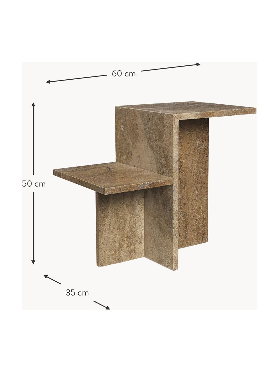 Travertinový odkládací stolek se dvěma deskami Distinct, Travertin, Greige travertin, Š 60 cm, V 50 cm