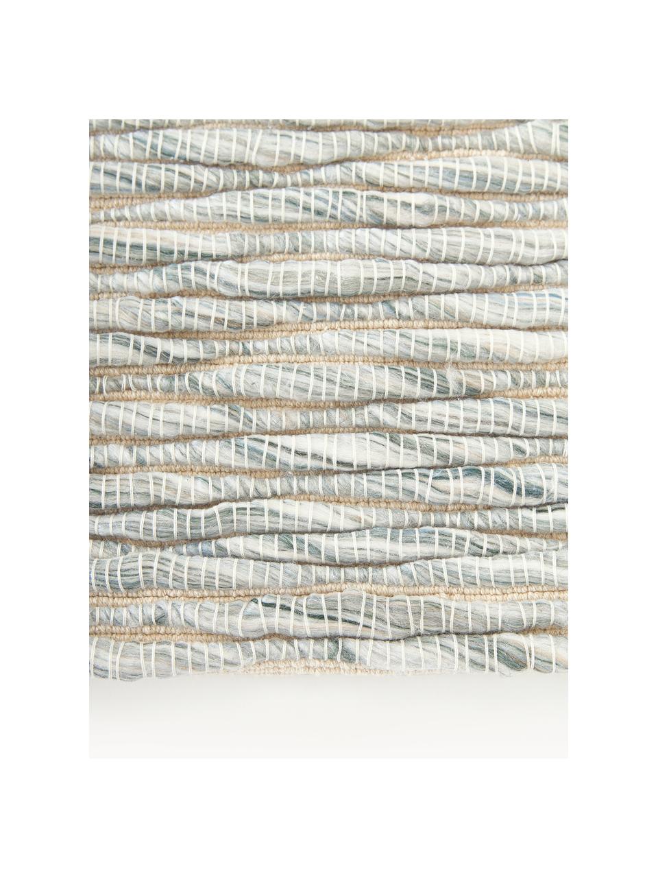 Naplocho tkaný koberec s třásněmi Bunko, 86 % recyklovaný polyester, 14 % bavlna, Šalvějově zelená, melírovaná, Š 80 cm, D 150 cm (velikost XS)