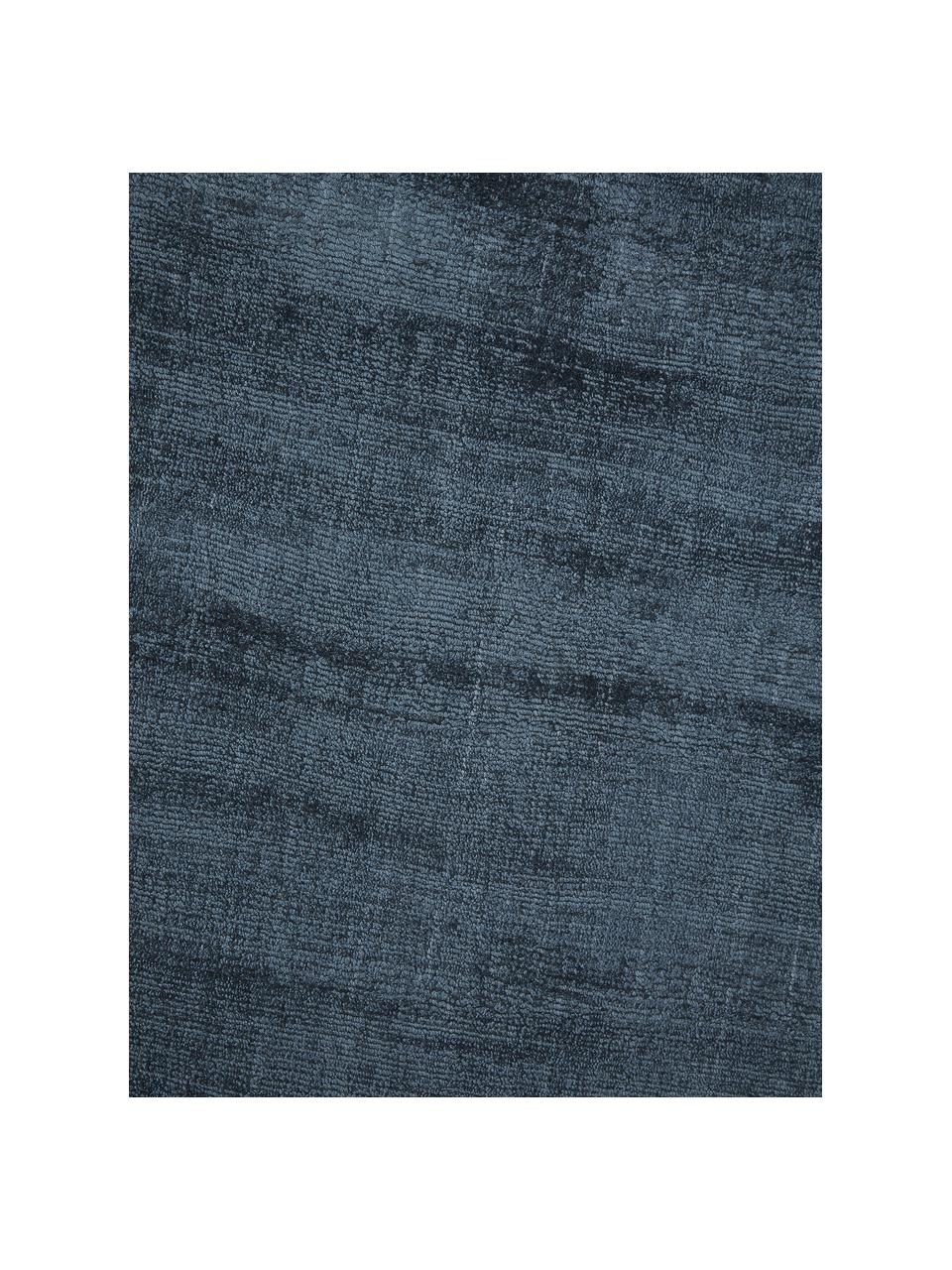 Tapis rond en viscose tissé main Jane, Bleu foncé, Ø 150 cm (taille M)