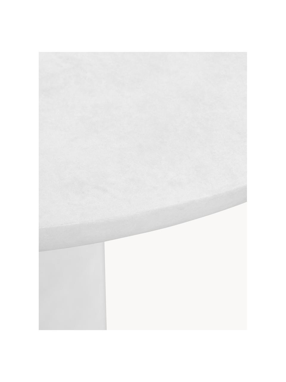 Table de jardin ronde Damon, Ø 100 cm, Argile, enduit, Blanc cassé, aspect béton, Ø 100 x haut. 76 cm