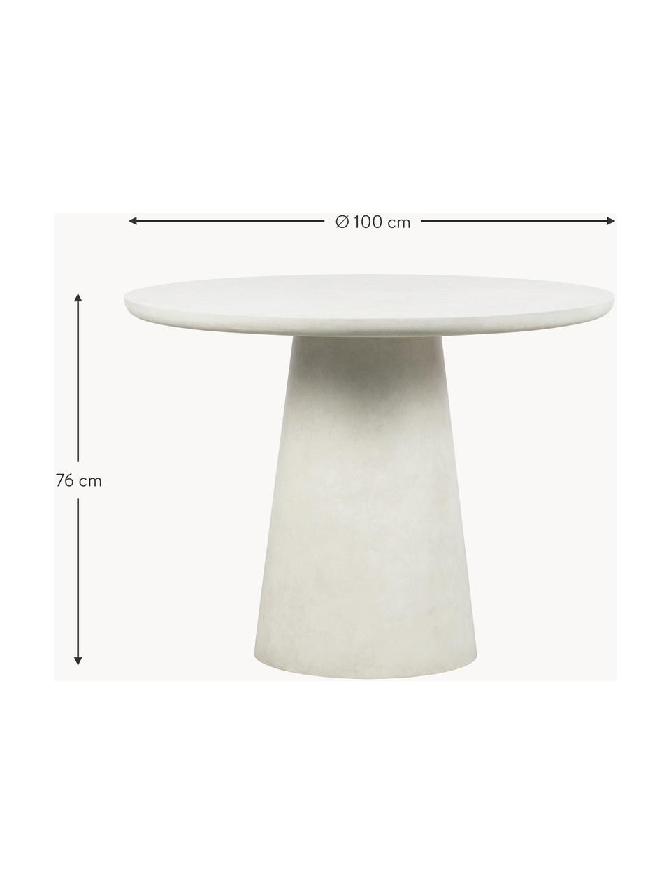 Table de jardin ronde Damon, Ø 100 cm, Fibre de béton et de verre, enduit, Blanc cassé, Ø 100 x haut. 76 cm