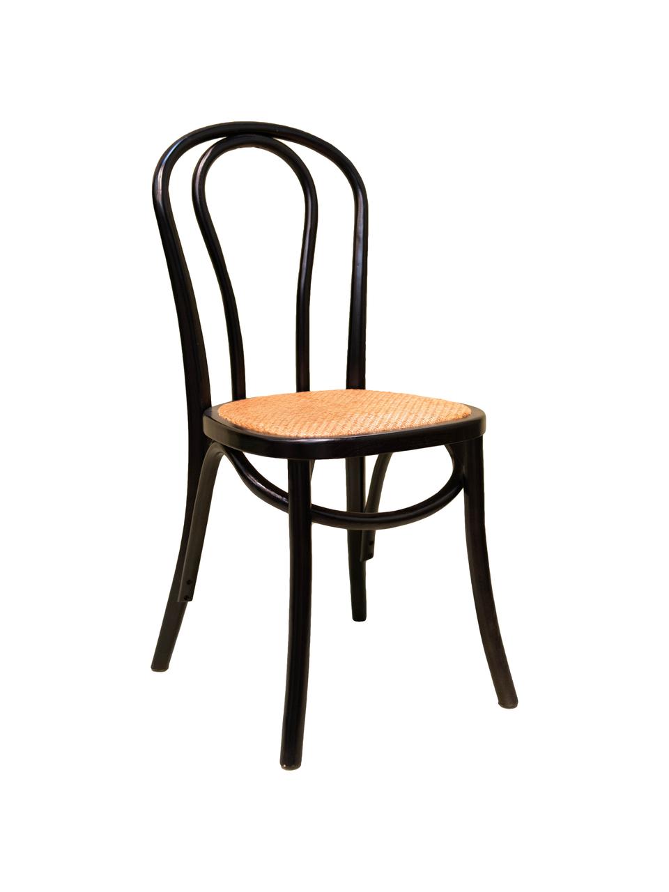 Sedia in legno Zari, Seduta: rattan, Nero, Larg. 42 x Prof. 42 cm