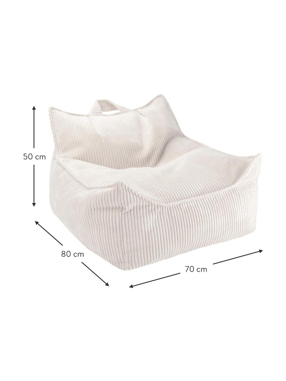 Puf infantil de pana Sugar, Funda: pana (100% poliéster) pro, Pana blanca, An 70 x F 80 cm