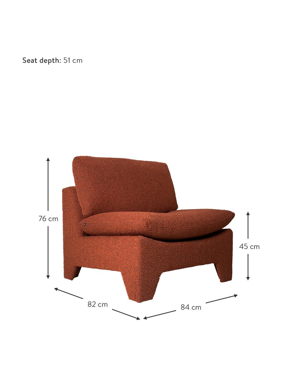 Poltroncina in tessuto color terracotta Karl, Rivestimento: 92 % poliestere, 8 % coto, Struttura: legno, Terracotta, Larg. 84 x Prof. 82 cm