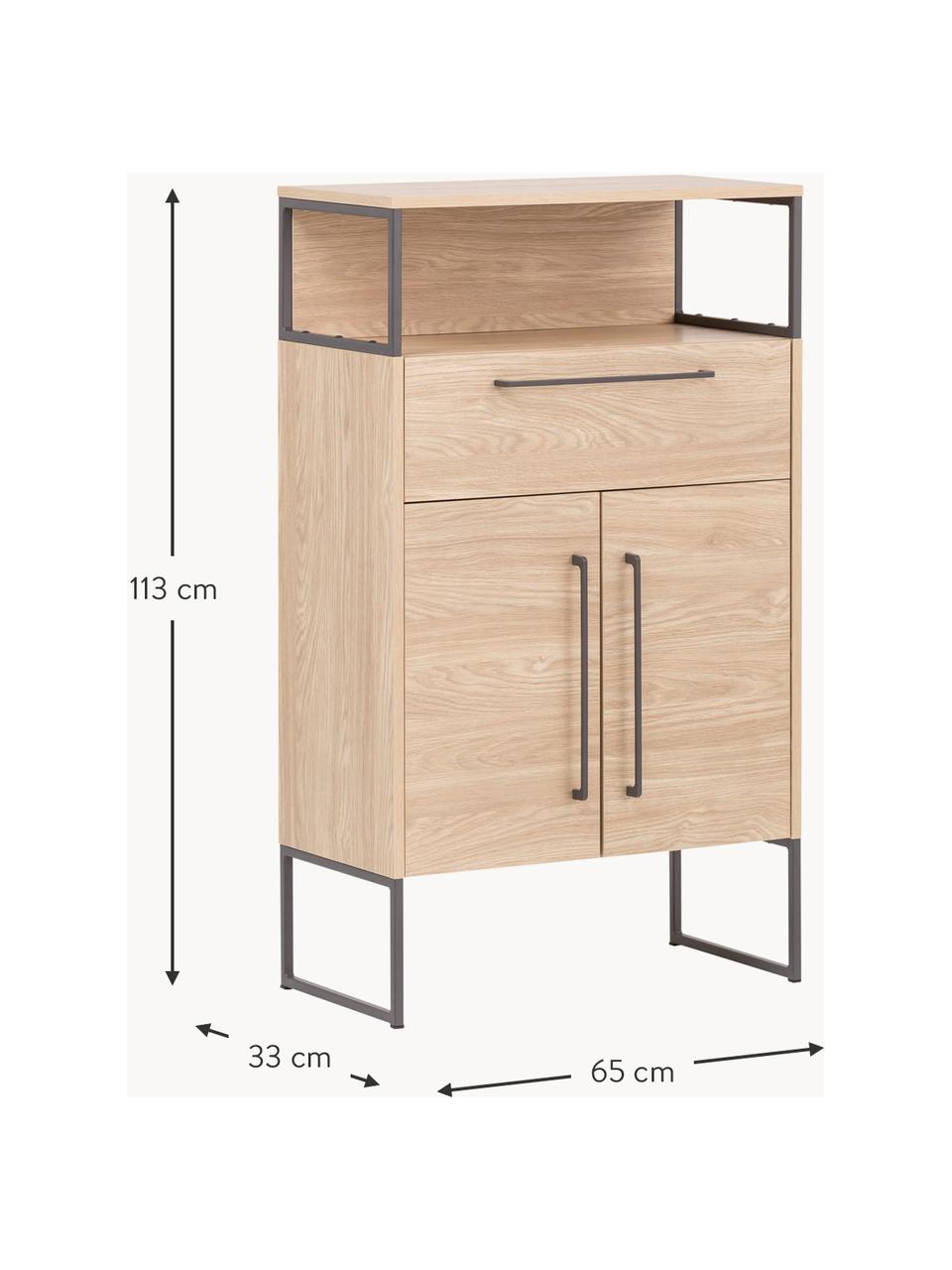 Bad-Midischrank Rosalie in Eichenholz-Optik, B 65 cm, Beige, Eichenholz-Optik, B 65 x H 113 cm