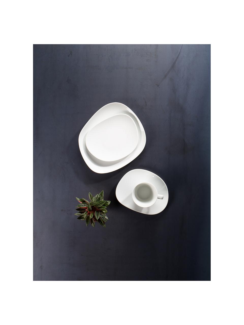 Set 12 stoviglie in porcellana bianca per 4 persone Organic, Porcellana, Bianco, Set in varie misure