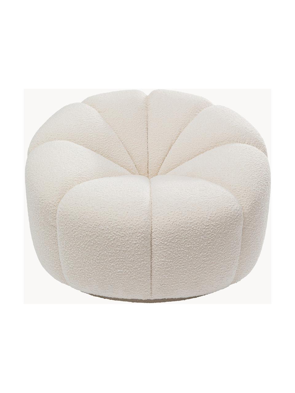 Sillón en tejido bouclé Peppo Lounge, Tapizado: 100% poliéster (Bouclé), Estructura: madera contrachapada, Bouclé blanco, Ø 97 x Al 70 cm