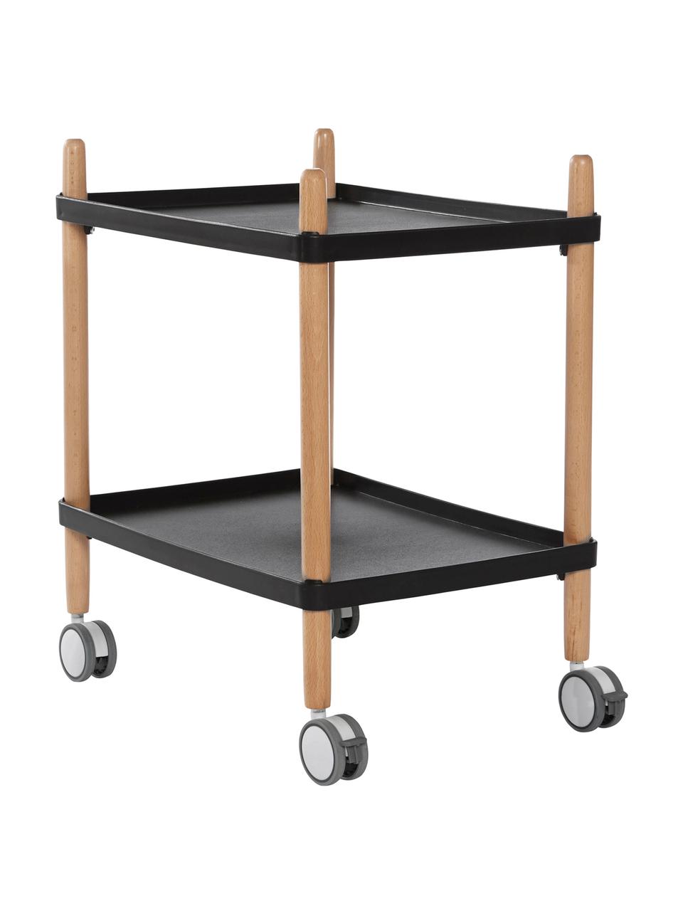 Scandi barcart Åsa, Frame: beukenhout, Zwart, beukenhoutkleurig, 50 x 60 cm