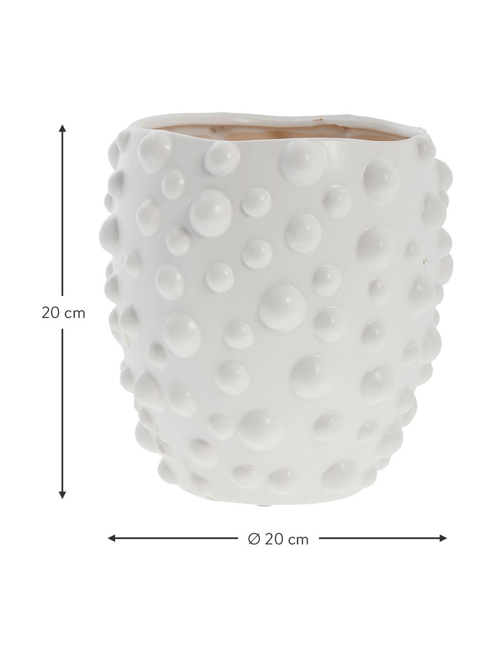 Übertopf Doelle aus Keramik, Keramik, Weiß, Ø 20 x H 20 cm