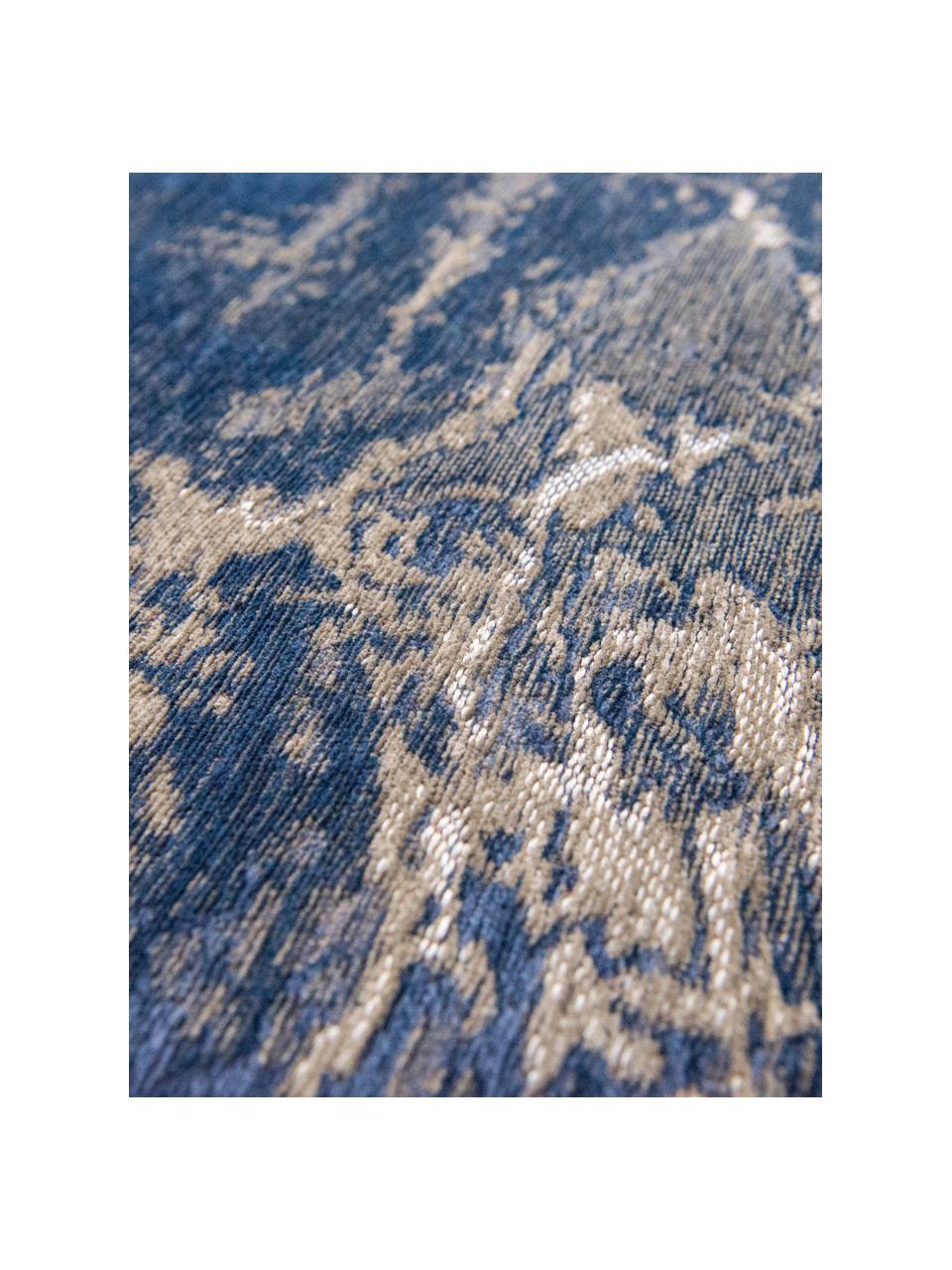 Tappeto con motivo astratto Abyss, 100% poliestere, Tonalità blu e beige, Larg. 80 x Lung. 150 cm (taglia XS)