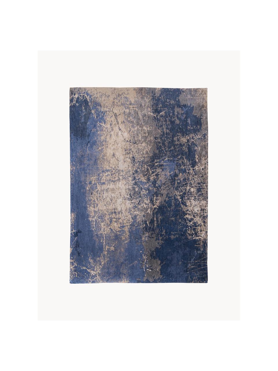 Alfombra con estampado abstracto Abyss, 100% poliéster, Tonos azules y beige, An 80 x L 150 cm (Tamaño XS)
