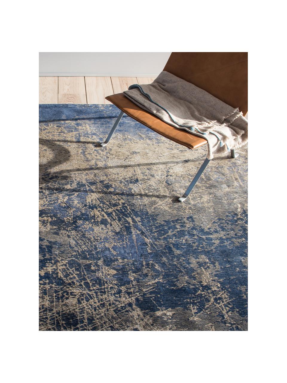 Tapis avec motif abstrait Abyss, 100 % polyester, Tons bleus et beiges, larg. 80 x long. 150 cm (taille XS)