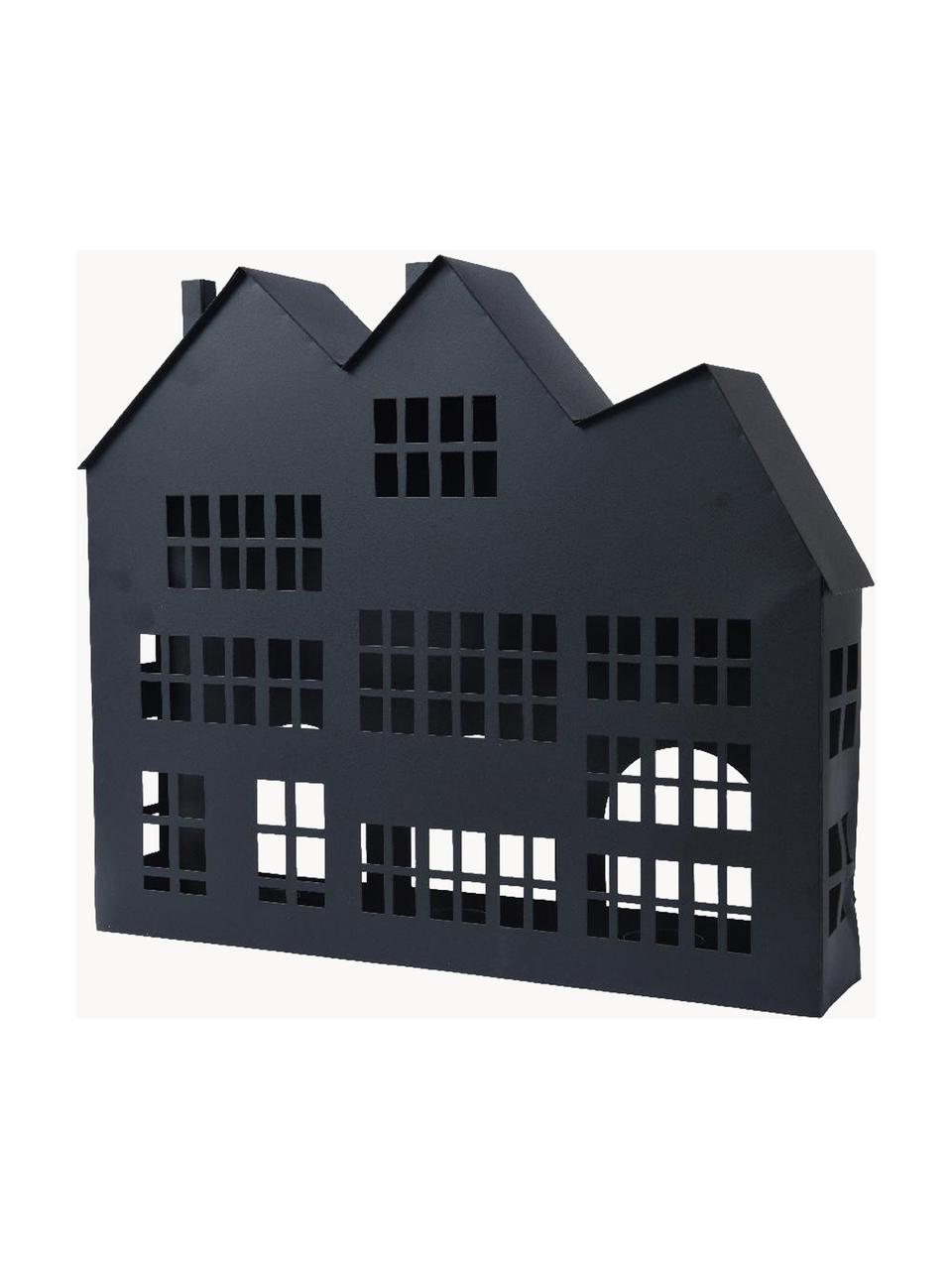 Maison lumineuse Sweet Home, Fer, enduit, Noir, larg. 42 x haut. 37 cm