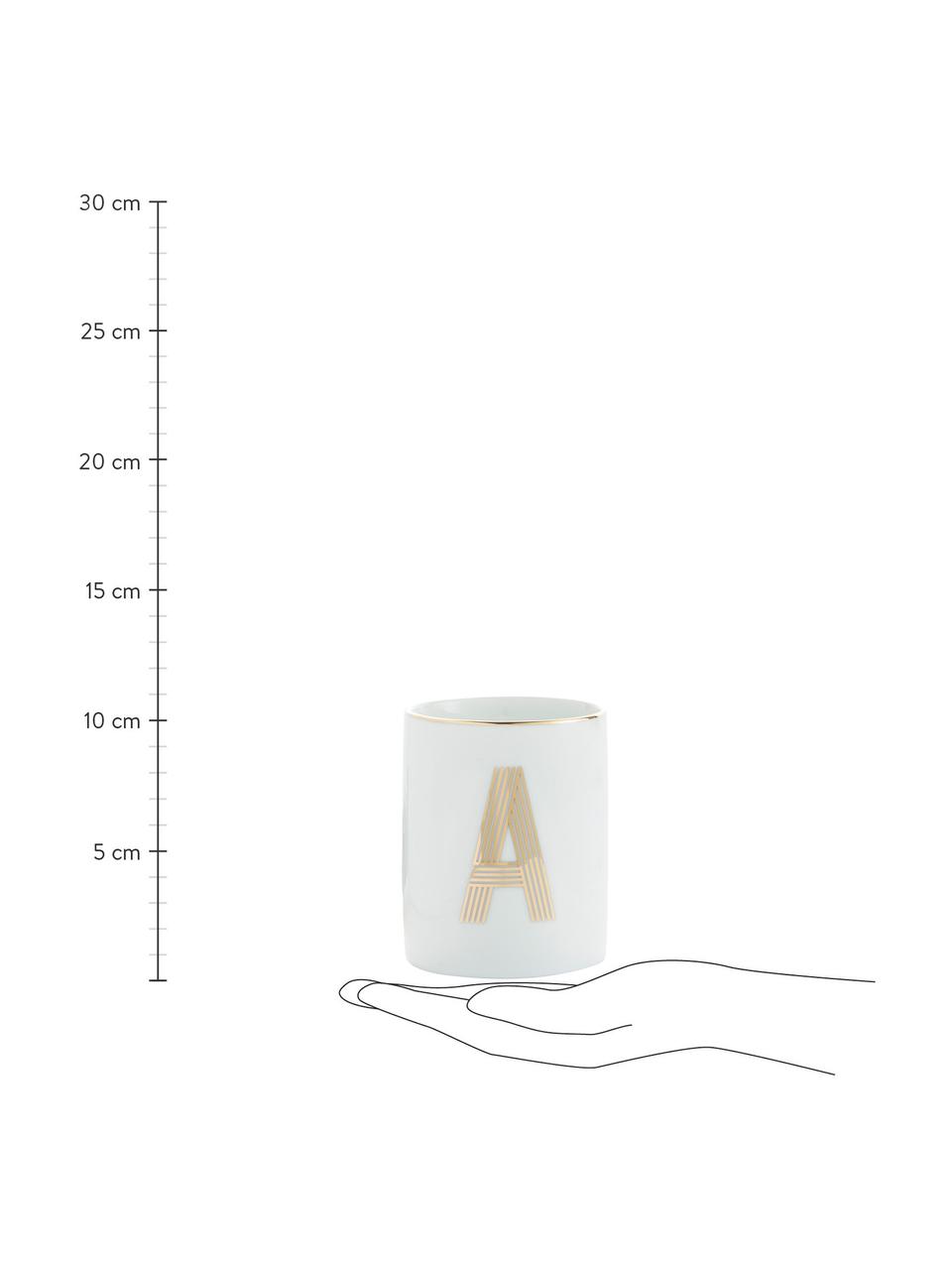 Porcelánový pohárek s písmenem Yours (varianty od A do Z), Porcelán, Bílá, zlatá, Pohárek P, 300 ml