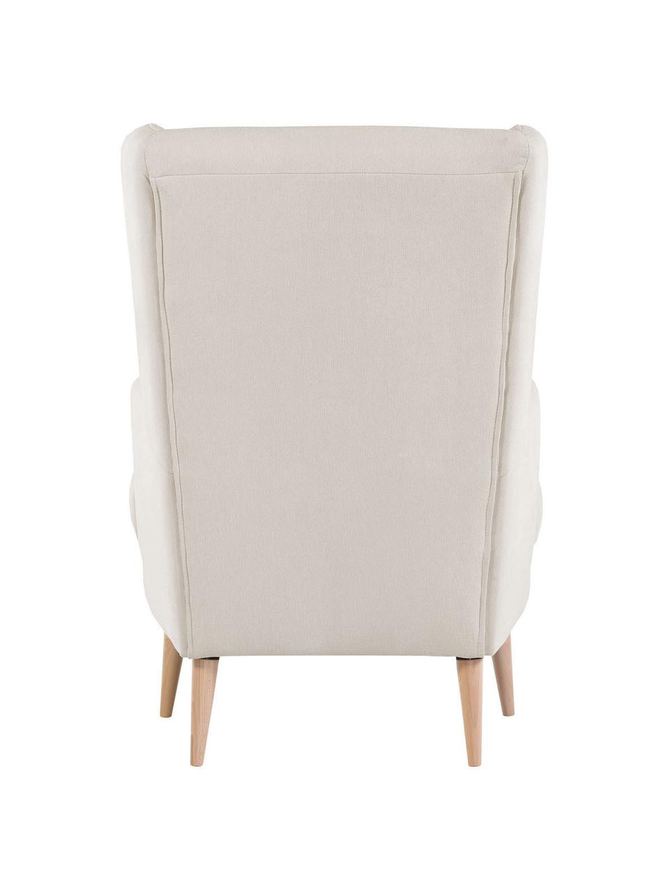 Fauteuil Robin in beige in scandi design, Bekleding: 90% polyester, 10% polyam, Poten: gelakt hout, Geweven stof beige, B 77 x D 85 cm