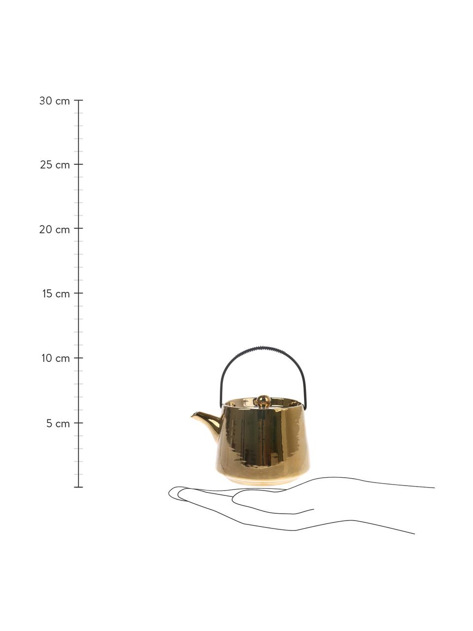 Ručne vyrobená čajová  kanvica Bold & Basic, 840 ml, Odtiene zlatej, vysoký lesk Úchytka: čierna, 840 ml