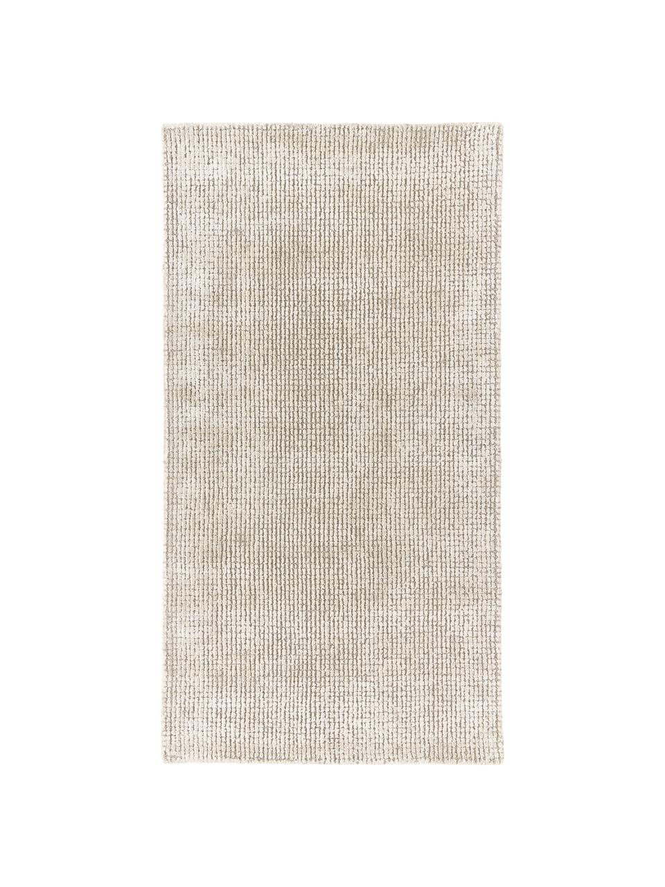 Handgewebter Kurzflor-Teppich Mansa, 56 % Wolle, RWS-zertifiziert, 44 % Viskose, Beige, Cremeweiß, B 80 x L 150 cm (Größe XS)