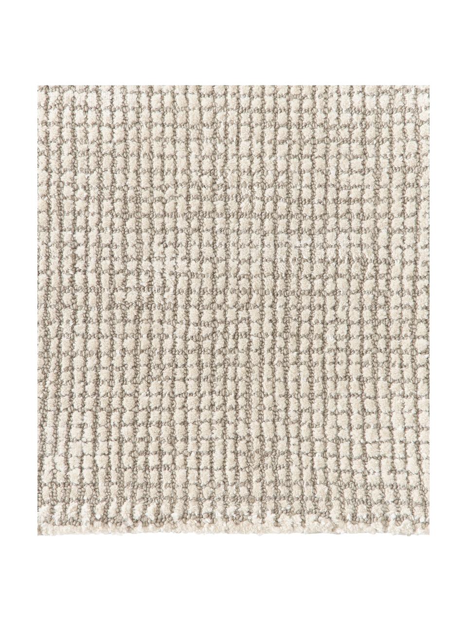 Handgewebter Kurzflor-Teppich Mansa, 56 % Wolle, RWS-zertifiziert, 44 % Viskose, Beige, Cremeweiß, B 80 x L 150 cm (Größe XS)
