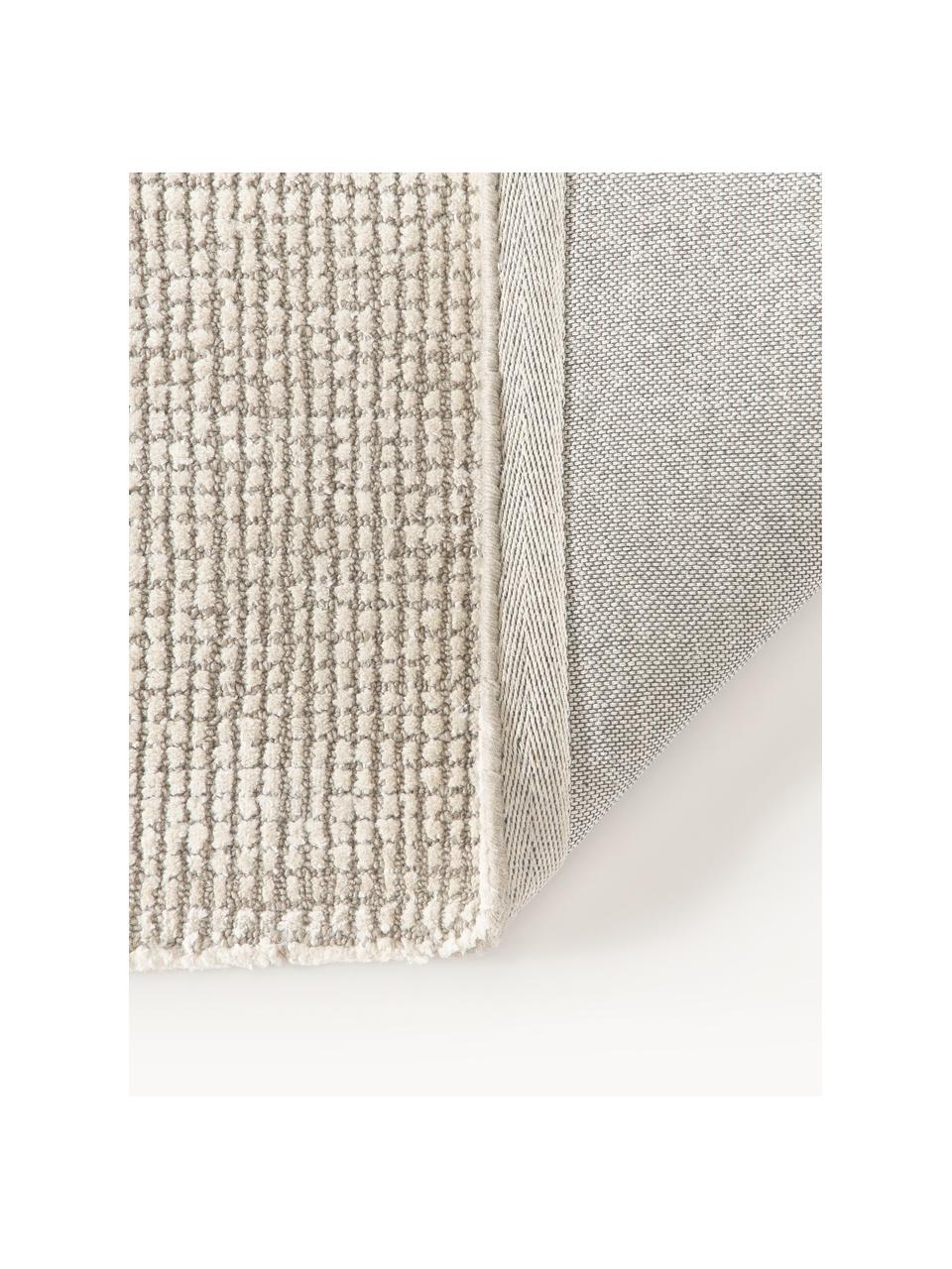 Handgewebter Kurzflor-Teppich Mansa, 56 % Wolle, RWS-zertifiziert, 44 % Viskose, Beige, Cremeweiss, B 80 x L 150 cm (Grösse XS)